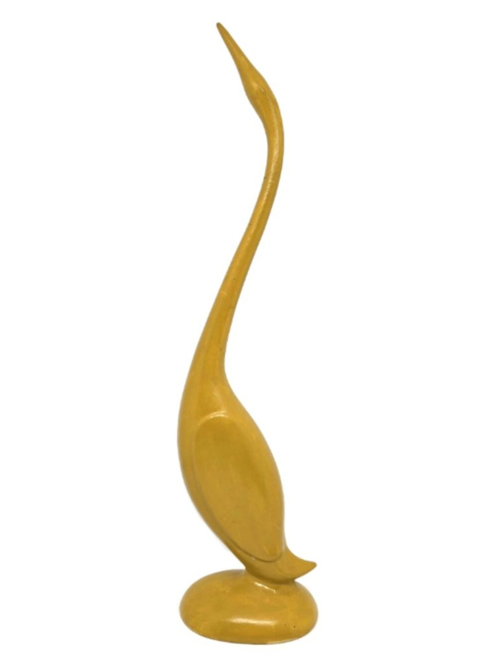 Vintage Ceramic Long Neck Crane, Yellow, 13"
